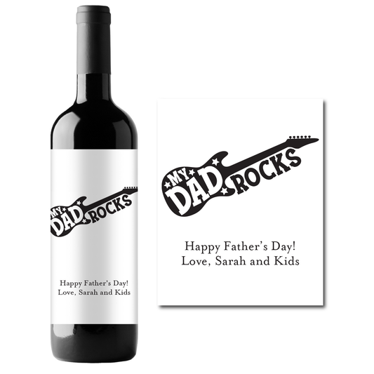 My Dad Rocks Custom Personalized Wine Champagne Labels (set  of 3)