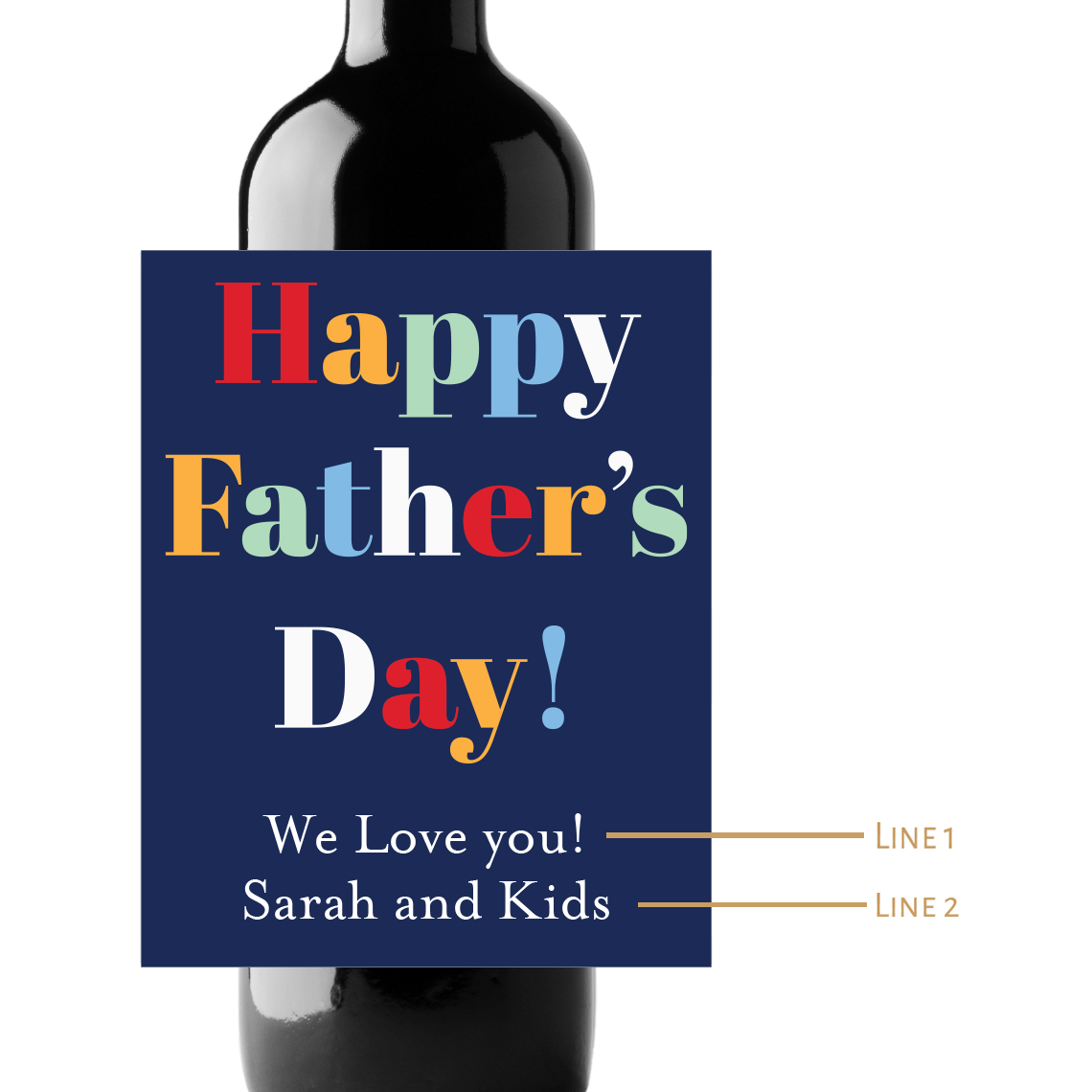 I Love You Dad Custom Personalized Wine Champagne Labels (set of 3)