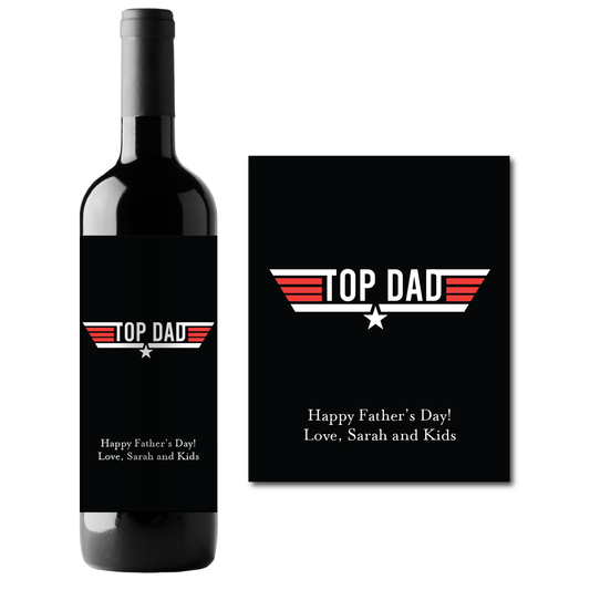 Top Dad Custom Personalized Wine Champagne Labels (set of 3)