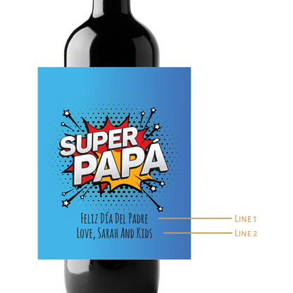 Super Papa Custom Personalized Wine Champagne Labels (set of 3)