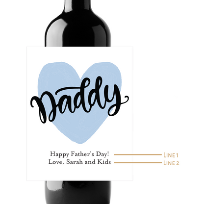 Father's Day Heart Custom Personalized Wine Champagne Labels (set of 3)