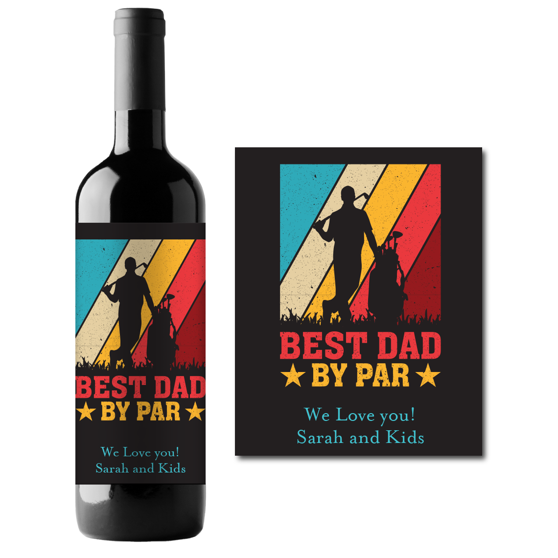 Best Dad By Par Custom Personalized Wine Champagne Labels (set of 3)