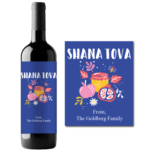 Shana Tova Custom Personalized Wine Champagne Labels (set of 3)
