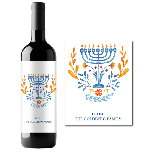 Hannukah Custom Personalized Wine Champagne Labels (set of 3)