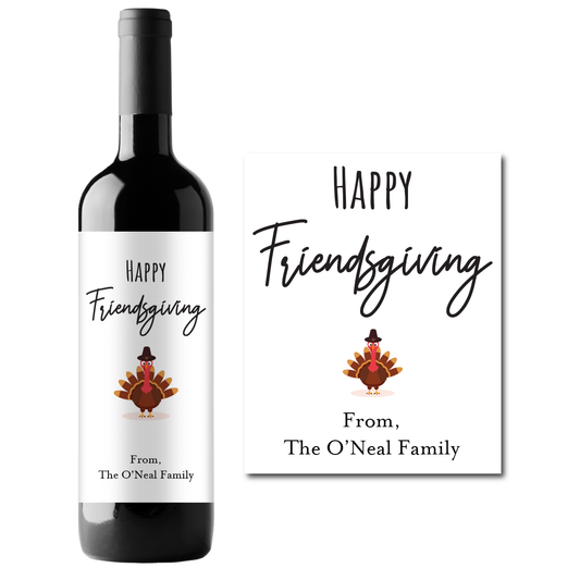 Happy Friendsgiving Custom Personalized Wine Champagne Labels (set of 3)