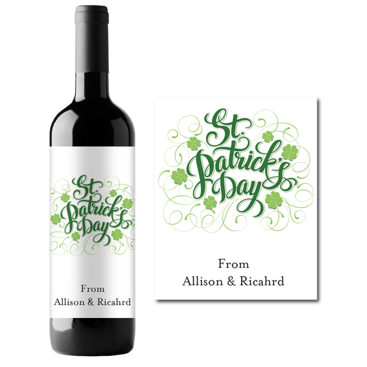 St. Patrick's Day Custom Personalized Wine Champagne Labels (set of 3)