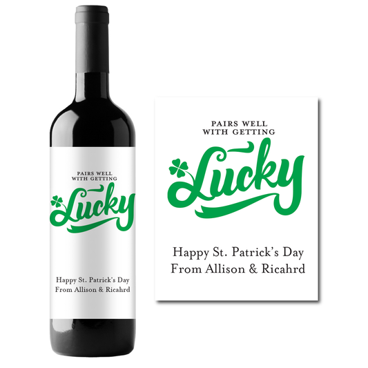 Getting Lucky Custom Personalized Wine Champagne Labels (set of 3)