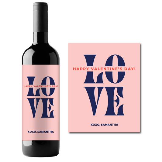 LOVE Custom Personalized Wine Champagne Labels (set of 3)
