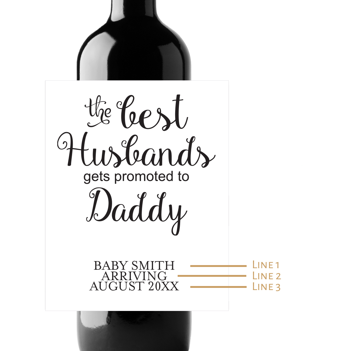 Promoted to Daddy Custom Personalized Wine Champagne Labels (set of 3)