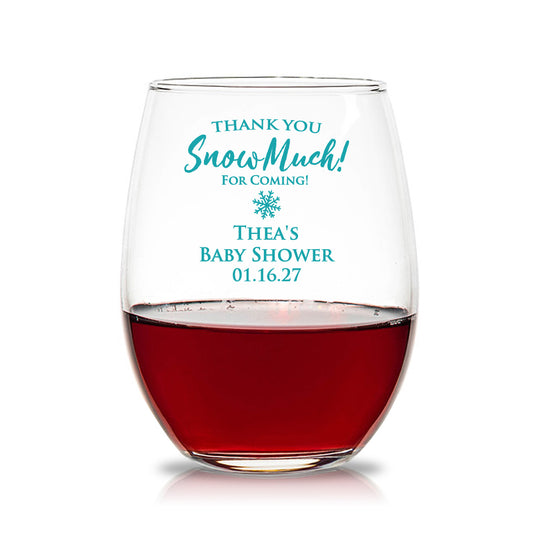 Thank You SnowMuch For Coming 15 oz. Stemless Wine Glasses (Set of 24)