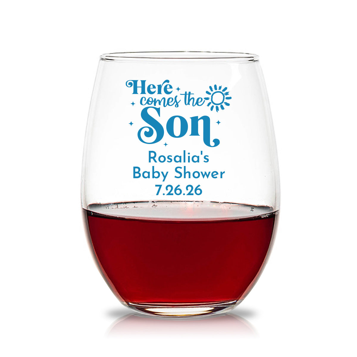 Here Comes The Son 15 oz. Stemless Wine Glasses (Set of 24)