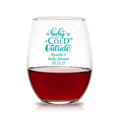 Baby It's Cold Outside Personalized 15 oz. Stemless Wine Glasses (Set of 24)