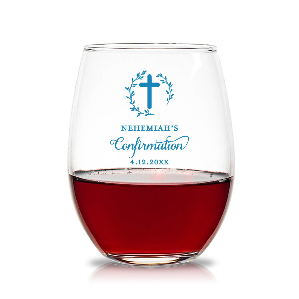 Nehemia’s Confirmation 15 oz. Stemless Wine Glasses (Set of 24)