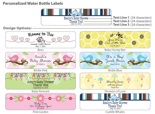 Baby Water Bottle Labels - Set of 5