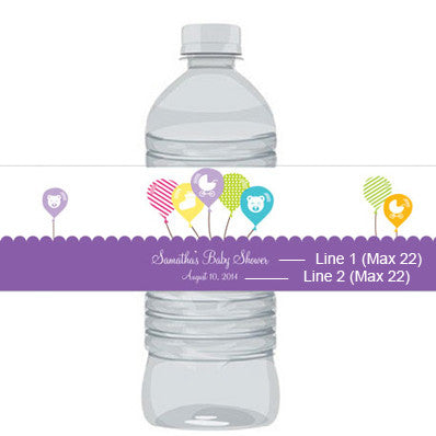 Balloons Personalized Water Labels - 12 pcs