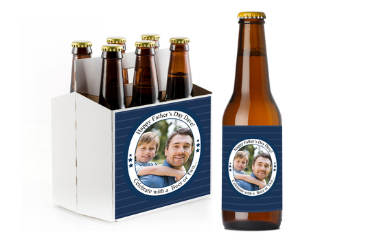 Father's Day Photo Custom Personalized Beer Label & Beer Carrier (set of 6)