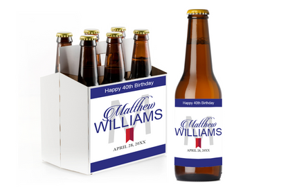 Birthday Custom Personalized Beer Label & Beer Carrier (set of 6)