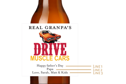 Muscle Cars Birthday Custom Personalized Beer Label & Beer Carrier (set of 6)