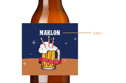 Happy Beer Day! Birthday Custom Personalized Beer Label & Beer Carrier (set of 6)