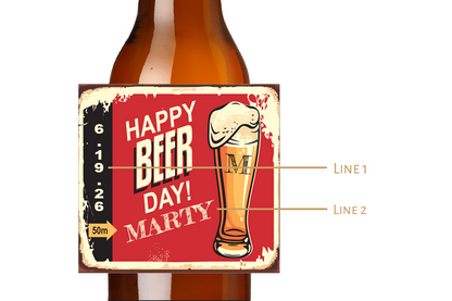 Happy Beer Day! Birthday Custom Personalized Beer Label & Beer Carrier (set of 6)