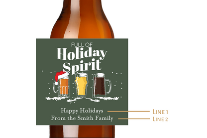 Holiday Spirit Custom Personalized Beer Label & Beer Carrier (set of 6)