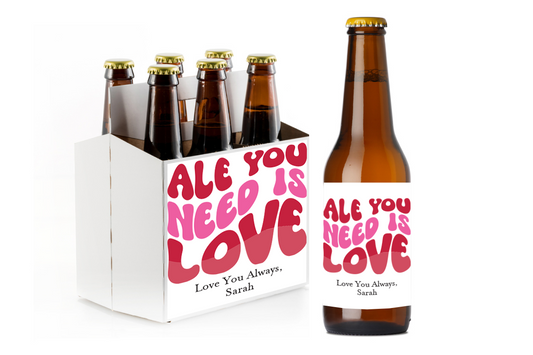 All You Need Is Love Custom Personalized Beer Label & Beer Carrier (set of 6)
