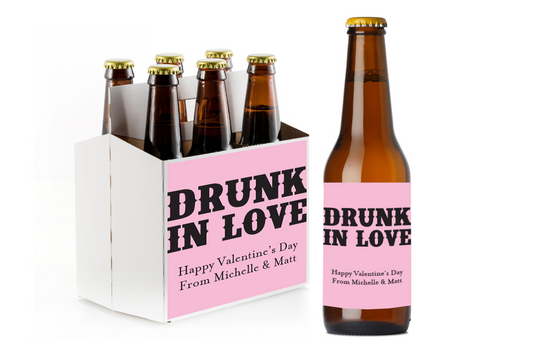 Drunk In Love Custom Personalized Beer Label & Beer Carrier (set of 6)