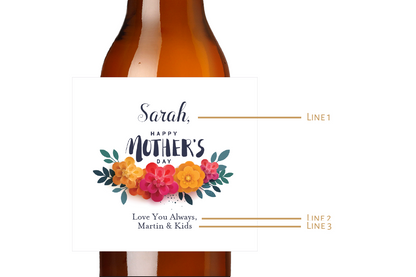 Mother's Day Custom Personalized Beer Label & Beer Carrier (set of 6)