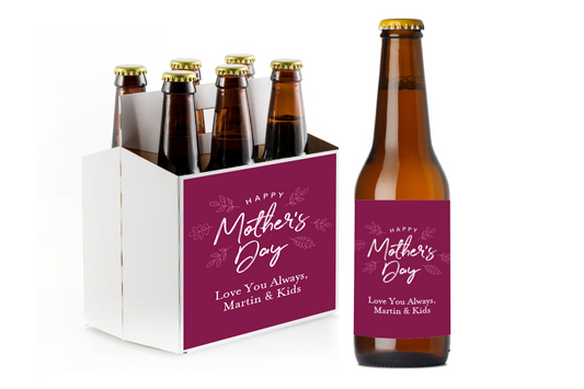Mother's Day Custom Personalized Beer Label & Beer Carrier (set of 6)