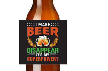 I Make Beer Disappear Beer Label & Beer Carrier (set of 6)