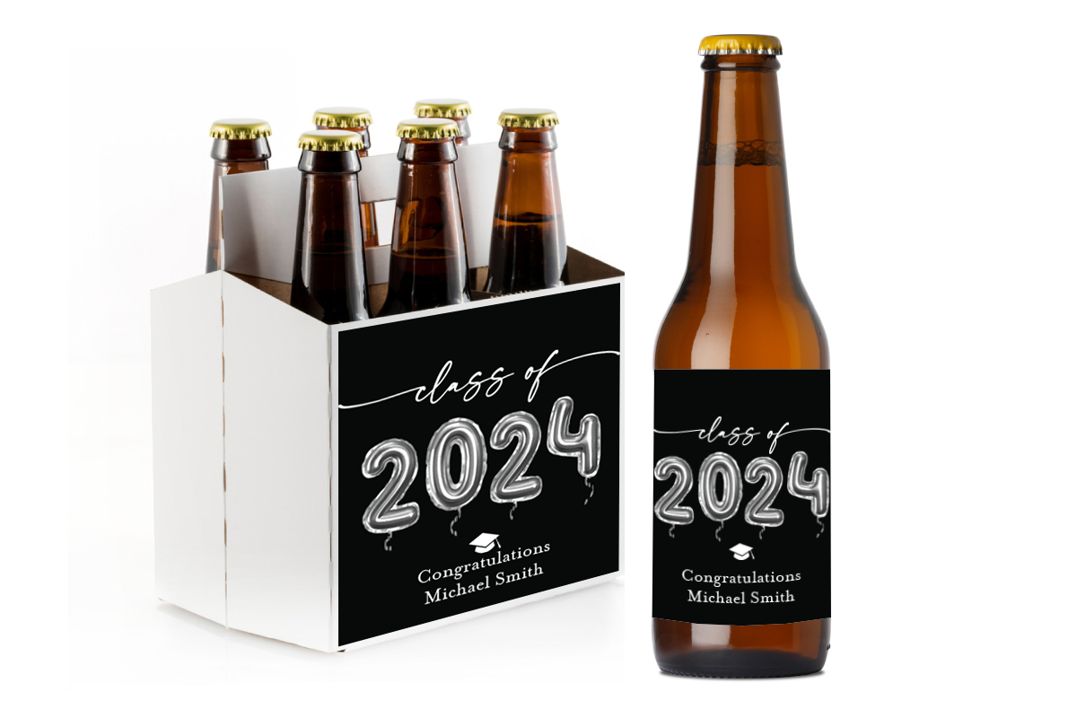 Graduation Custom Personalized Beer Label & Beer Carrier (set of 6)