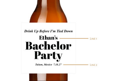 Bachelor/Bachelorette Party Custom Personalized Beer Label & Beer Carrier (set of 6)