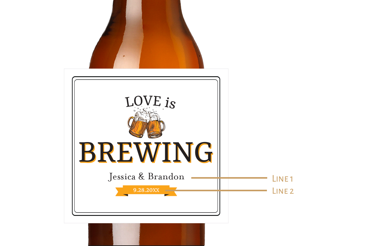 Love Is Brewing Custom Personalized Beer Label & Beer Carrier (set of 6)