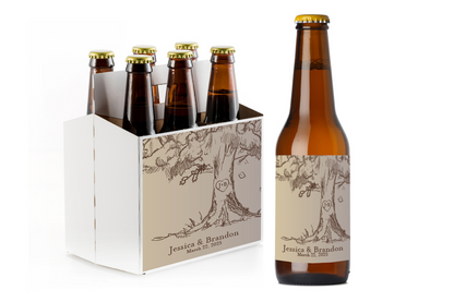Engagement/Wedding Custom Personalized Beer Label & Beer Carrier (set of 6)