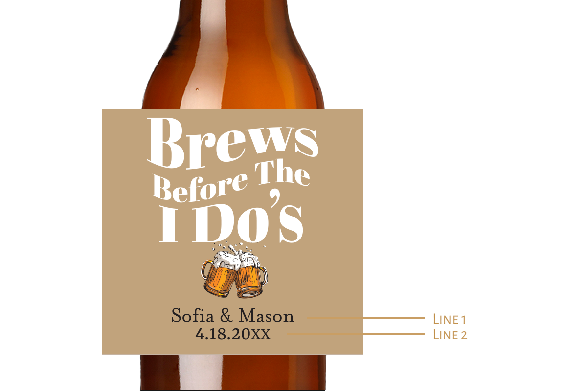 Brews Before the I DO's Engagement/Wedding Custom Personalized Beer Label & Beer Carrier (set of 6)