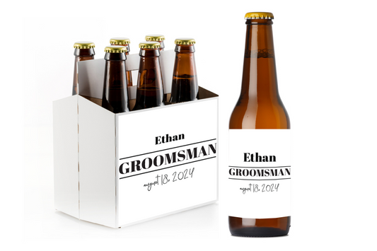 Engagement/Wedding Custom Personalized Beer Label & Beer Carrier (set of 6)