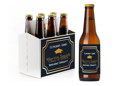 Congrats Grad! Custom Personalized Beer Label & Beer Carrier (set of 6)