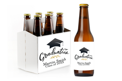 Graduation Custom Personalized Beer Label & Beer Carrier (set of 6)