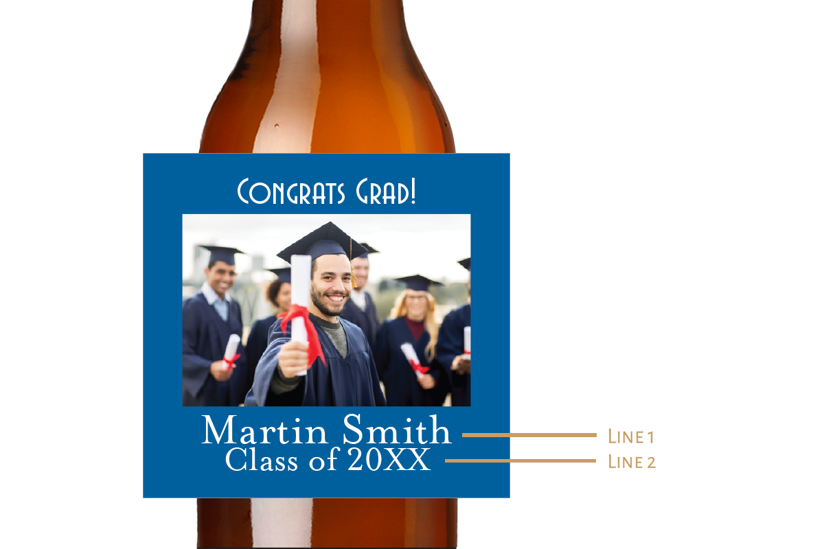 Congrats Grad! Photo Custom Personalized Beer Label & Beer Carrier (set of 6)