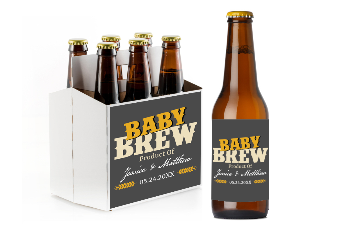 Baby Brew Custom Personalized Beer Label & Beer Carrier (set of 6)