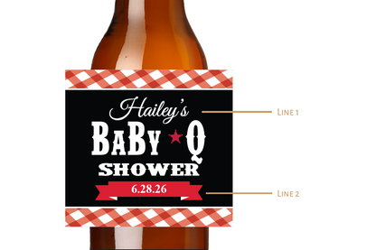 Baby Q Shower Custom Personalized Beer Label & Beer Carrier (set of 6)