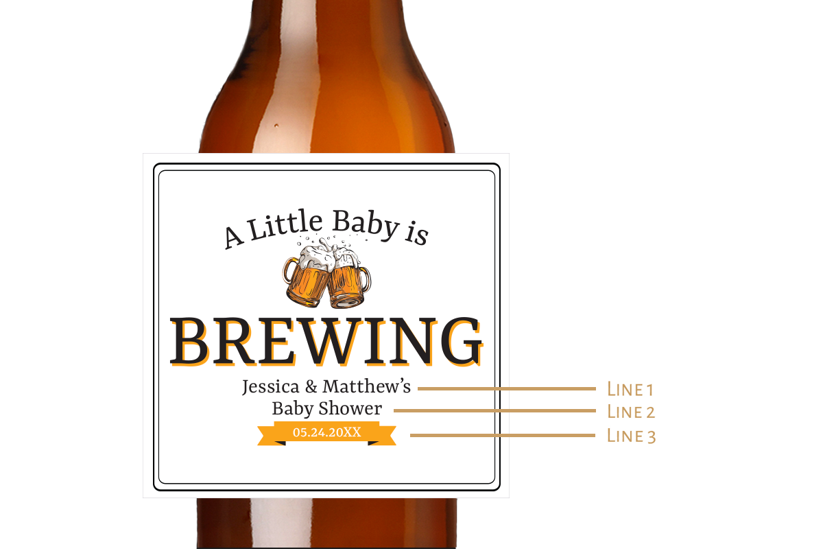 A Little Baby Is Brewing Custom Personalized Beer Label & Beer Carrier (set of 6)