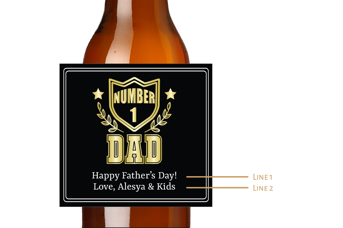 Number 1 Dad Custom Personalized Beer Label & Beer Carrier (set of 6)