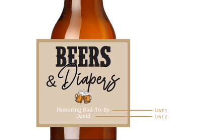 Beers & Diapers Custom Personalized Beer Label & Beer Carrier (set of 6)