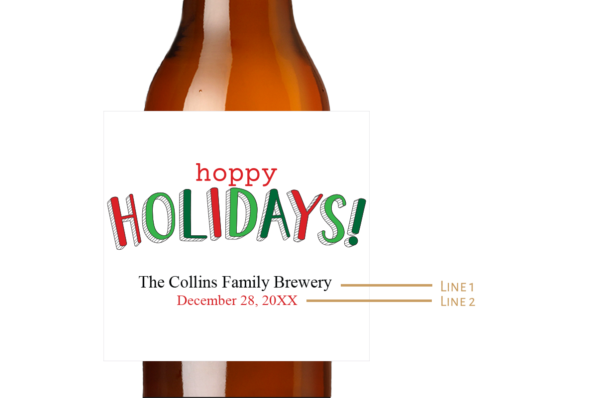 Hoppy Holidays Custom Personalized Beer Label & Beer Carrier (set of 6)