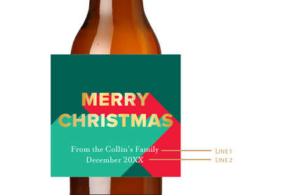 Merry Christmas Custom Personalized Beer Label & Beer Carrier (set of 6)