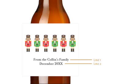 Christmas Soldier Nutcracker Custom Personalized Beer Label & Beer Carrier (set of 6)