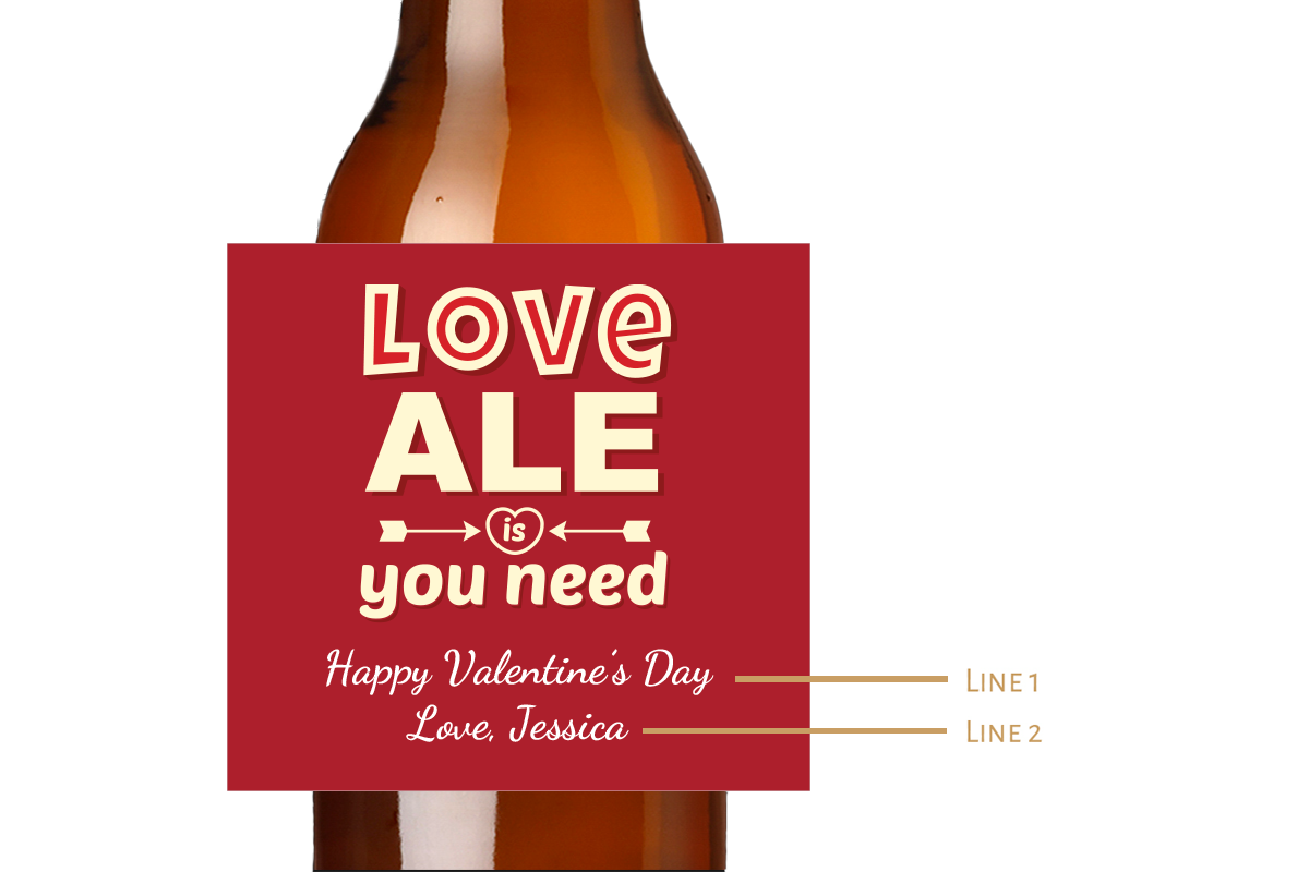 Love is Ale You Need Custom Personalized Beer Label & Beer Carrier (set of 6)