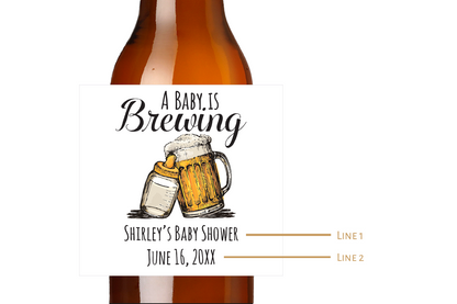 A Baby is Brewing Custom Personalized Beer Label & Beer Carrier (set of 6)