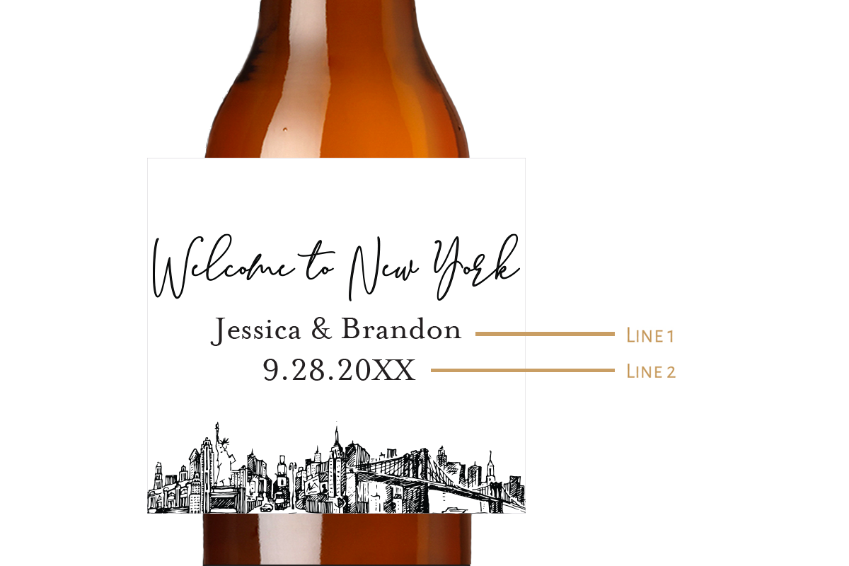 Welcome to New York Custom Personalized Beer Label & Beer Carrier (set of 6)
